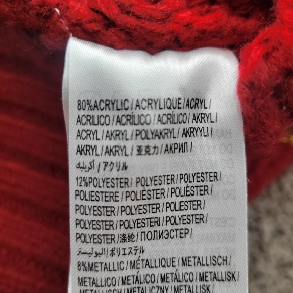 Farm Rio Shiny Stripe Colorblock Sweater Red Multi Small Oversized New - Picture 4 of 5